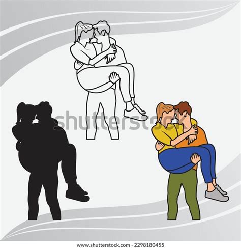 Man Carrying Woman Silhouette Man Carrying Stock Vector Royalty Free