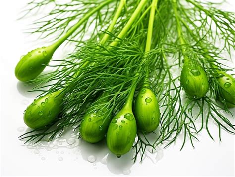 Premium Ai Image Adorned Fresh Dill Leaves On White Background