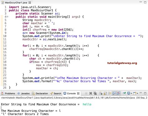 Java Program To Find Maximum Occurring Character In A String