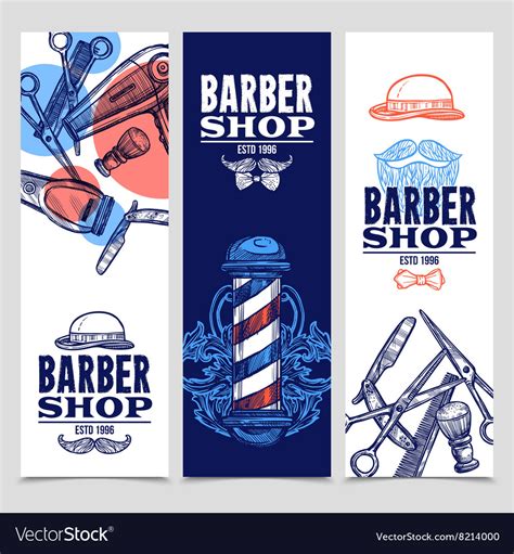 Barber shop 3 vertical banners set Royalty Free Vector Image