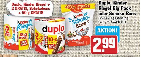 Duplo Kinder Riegel Big Pack Oder Schoko Bons Angebot Bei Hit