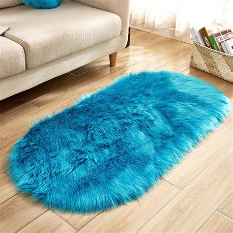 FloHua Rugs For Living Room Clearance Super Soft Faux Sheepskin Area