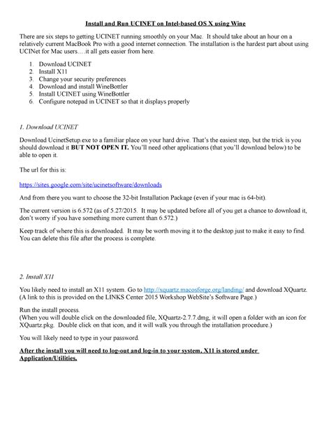 instaling ucinet install  run ucinet  intel based os