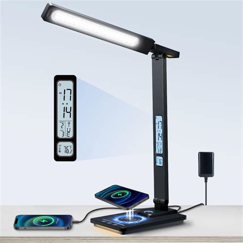 Yamyone Lampe De Bureau Led Avec Chargeur Sans Fil Port Usb Lampe De