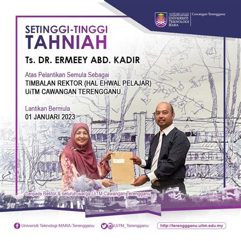 Tahniah Ts Dr Ermeey Abd Kadir Atas Pelantikan Semula Sebagai