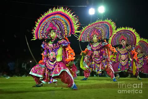 Chhau Dance Indian Tribal Martial Dance At Night In Village Photograph