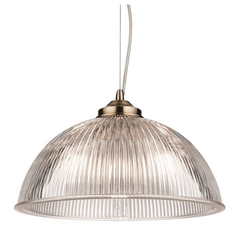 Firstlight Ashford Vintage Ceiling Light In Antique Brass With Ribbed Glass Shade 3723ab