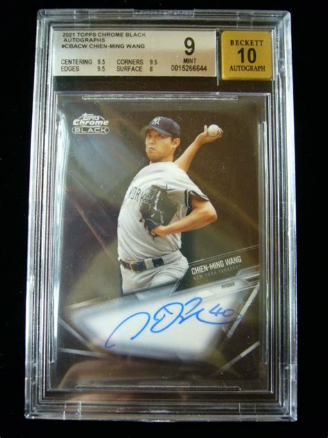 王建民漂亮金屬卡面簽名鑑定卡 2021 Topps Chrome Black Auto BGS 9 AU 10 Yahoo奇摩拍賣