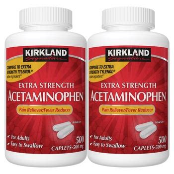 Kirkland Signature Extra Strength Acetaminophen 500 Mg 1000 Caplets
