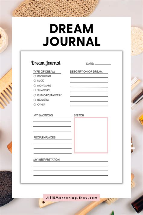 a printable dream journal with the words dream journal on it