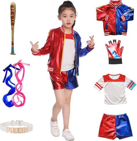 Forfamy Harley Quinn Costume Bambina Harley Quinn Cosplay Outfit Con