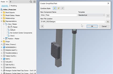 Das Erstellen Eines Vereinfachten Bauteils In Inventor Verwendet Nicht