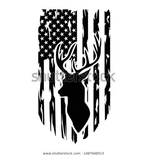 Distressed American Flag Hunting Deer Illustration Stock Vector