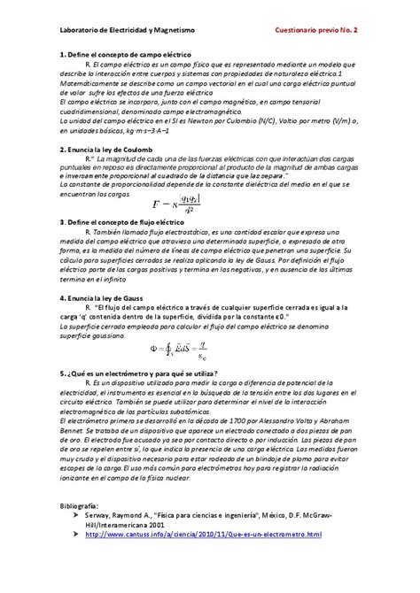 Cuestionario Previo Electricidad Y Magnetismo Pdfcoffee