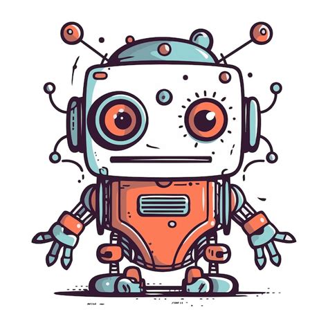 Cute Roboter Vektor Illustration Cute Cartoon Roboter Figur Premium