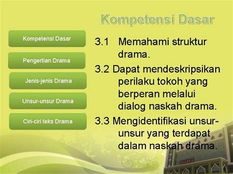 Kompetensi Dasar Pengertian Drama Jenisjenis Drama Unsurunsur Drama