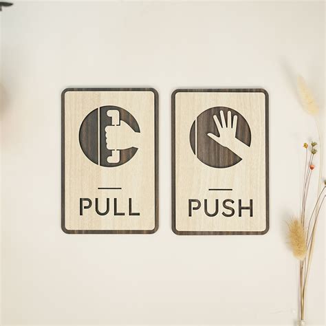 Pull Push Wooden Sign Set Of Pull Push Signs Pull And Push Door