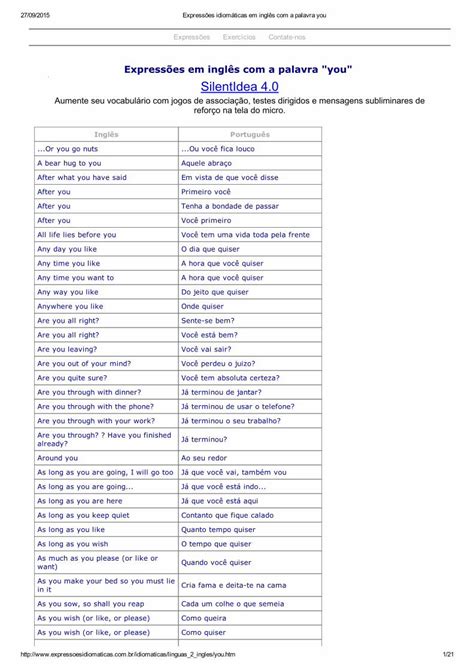 Pdf Express Es Idiom Ticas Em Ingl S A Palavra You Dokumen Tips
