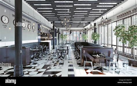 Modern Restaurant Interior Design 3d Rendering Concept Stock Photo Alamy