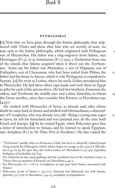 Book 8 Pythagoras And Pythagoreans Diogenes Laertius Lives Of