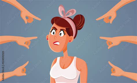 Blaming Angry Woman In Public Vector Cartoon Illustration People