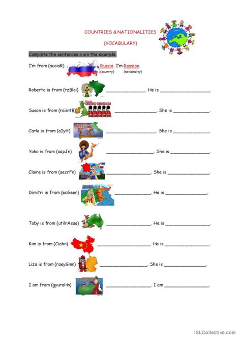 Countries Nationalities Corrected Fran Ais Fle Fiches Pedagogiques