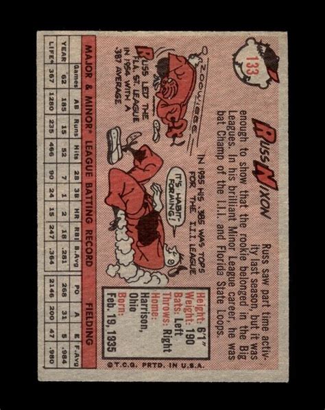 1958 Topps Set Break 133 Russ Nixon EX EXMINT GMCARDS EBay