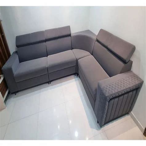 Seater Velvet Grey L Shape Sofa Set Without Lounger At Rs Set