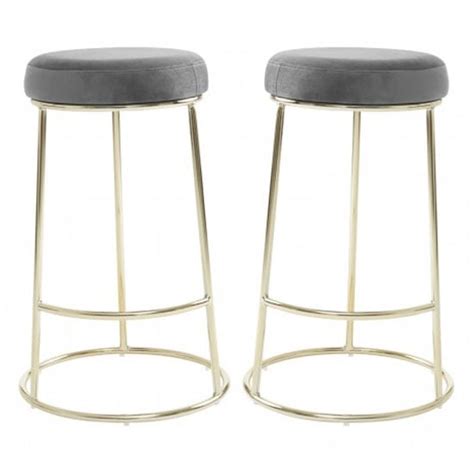 Azalea Black Velvet Bar Stools With Silver Metalframe In Pair