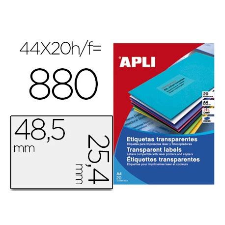 ETIQUETA ADHESIVA APLI TRANSPARENTE 48 5X25 4 MM FOTOCOPIA LASER INKJET