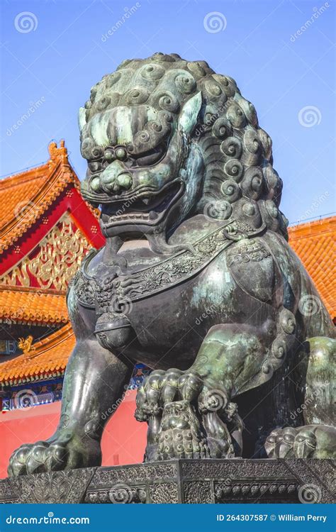 Dragon Bronze Statue Gugong Forbidden City Palace Beijing China Stock