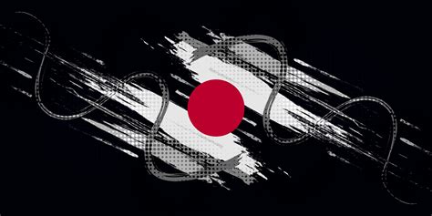 Japan Flag in Brush and Grunge Paint Style. Vector of Japanese Flag ...