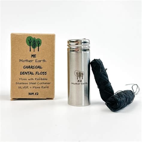 Eco Friendly Bamboo Charcoal Dental Floss With Refillable Container