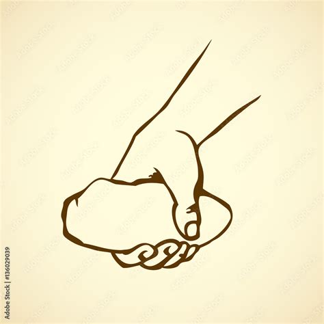 Hand Holding A Stone Vector Drawing Stock Vector Adobe Stock