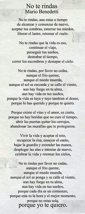 A Poem Written In Spanish On Paper With The Words No Te Rindas