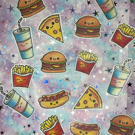 Cute Kawaii Fast Food Sticker Set Pack Matt Or Glossy Etsy