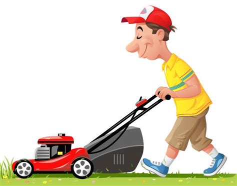 Man Mowing Lawn Illustrations Royalty Free Vector Graphics And Clip Art