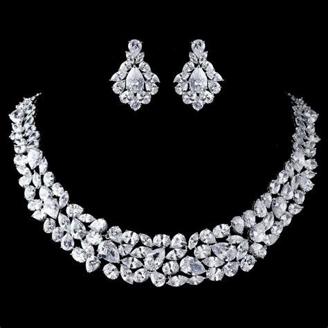 Inara Statement Simulated Diamond Bridal Necklace Set