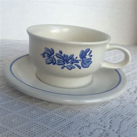 Pfaltzgraff Yorktowne Blue And White Teacup And Saucer Vintage Etsy