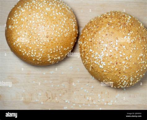 Bun With Sesame Seeds Bakery Products Table In The Bakery White Bun