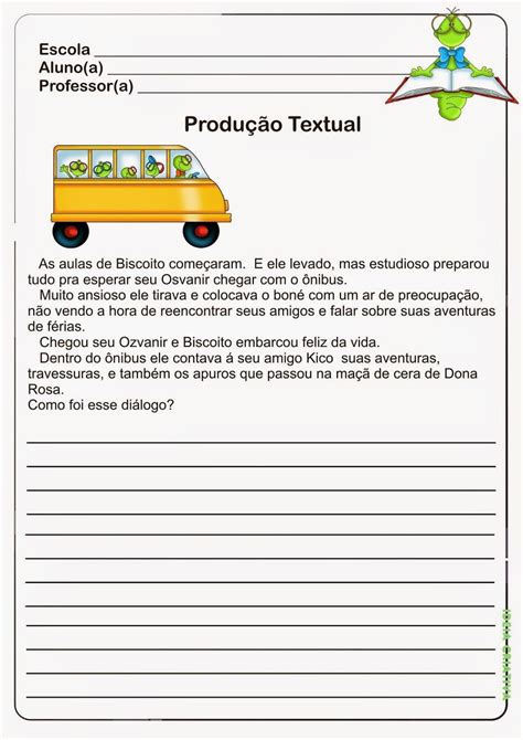 Produção Textual 6 Ano - Atividade De Produção Textual 6 Ano - ZULEDU