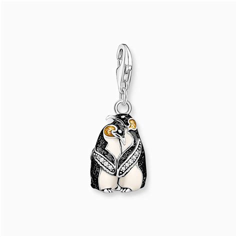 charm penguin couple cold enamel stones thomas sabo