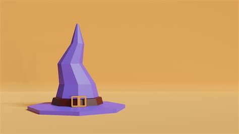 Sombrero de una bruja ilustración poli baja estilizada para halloween