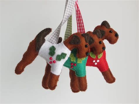 Welsh Terrier Or Airedale Felt Dog Christmas Tree Ornament Etsy Dog