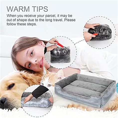 Calming Dog Bed, Warming Washable Rectangle Sleeping Sofa Large Dog Bed ...