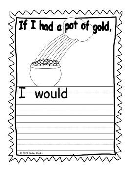 If I Had A Pot Of Gold Saint Patrick S Writing Prompt By Kinder Blocks