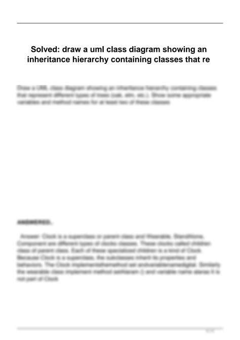 Solution Solved Draw A Uml Class Diagram Showing An Inheritance Hierarchy Containing Classes