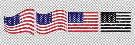 USA Flag in 4 Variations, in Different Styles. Official Colors and ...