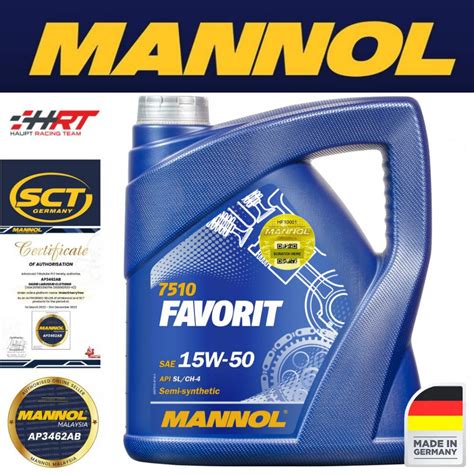 MANNOL Favorit 15W-50 MN7510 (Made in GERMANY) - 4L Semi Synthetic ...
