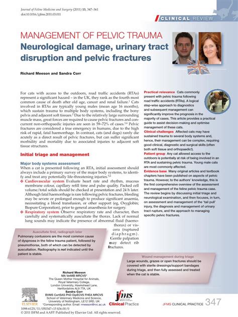 Pdf Management Of Pelvic Trauma Neurological Damage Urinary